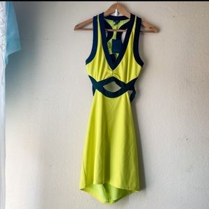 NWT NBD Neon Yellow Green And Black Dress Sz S